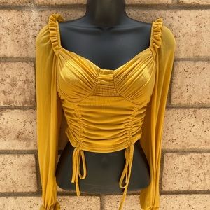 Yellow Rutched Blouse